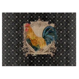 French Country Roosters Vintage Antique Home Decor Cutting Board