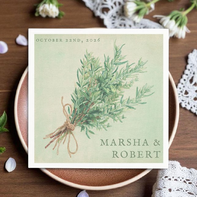 French Country Rosemary Rustic Wedding Napkin (Creator Uploaded)