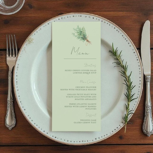 French Country Rosemary Sage Green Rustic Menu  (Creator Uploaded)