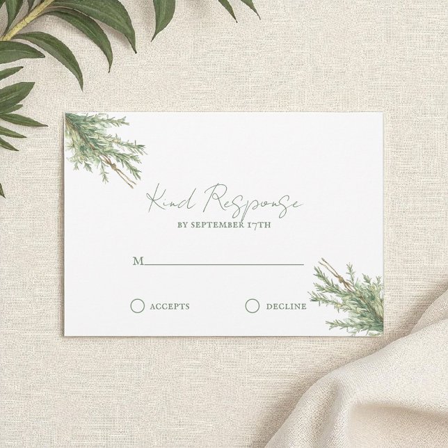French Country Rosemary Sprigs with Twine RSVP Card (Creator Uploaded)