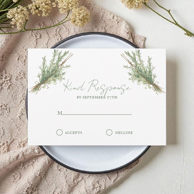 French Country Rosemary Sprigs with Twine RSVP Card (Creator Uploaded)
