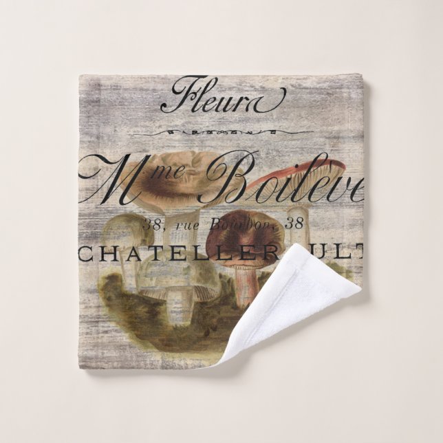 french country rustic fairytale woodland mushroom bath towel set (Wash Cloth)