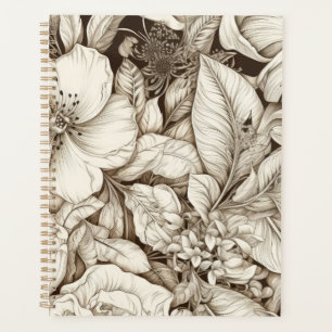 French Country Sepia Floral Botanical Cream Planner