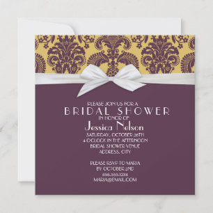 French Country Style Damask Bridal Shower Invitation