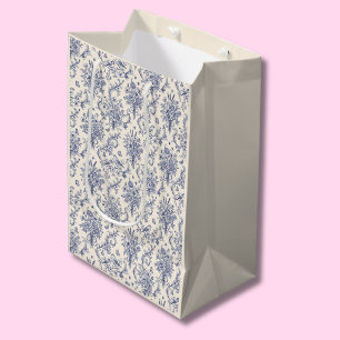 French Country Toile de Jouy Blue Pattern  Medium Gift Bag