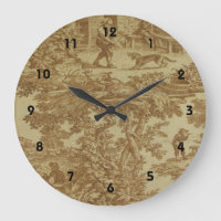 French Country Toile Honey Print Clock
