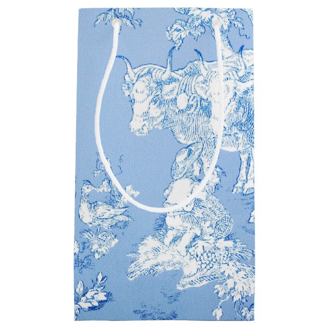 French Country Toile Pattern Small Gift Bag (Front)