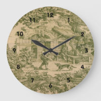 French Country Toile Sage Print Clock