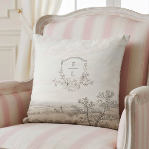 French Country Toile Wedding Personalized Cushion
