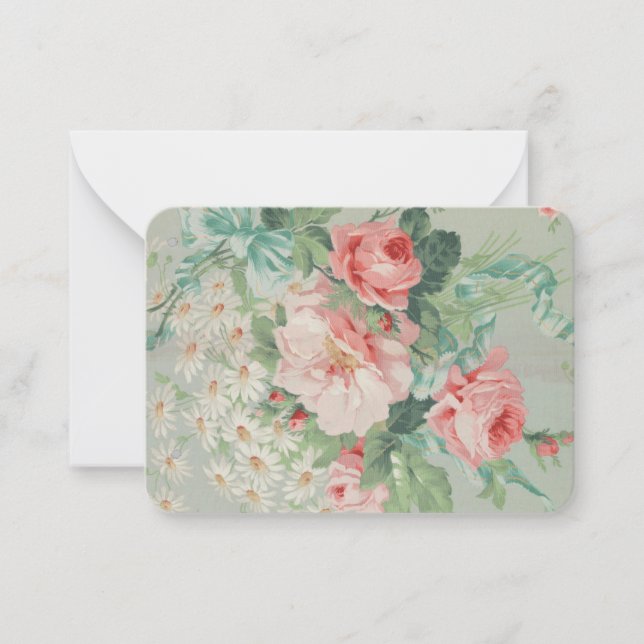 French Country Vintage Antique Cabbage Roses Card (Front)