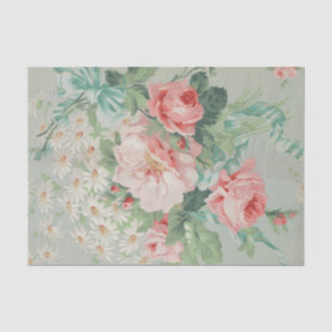 French Country Vintage Antique Cabbage Roses Tissue Paper
