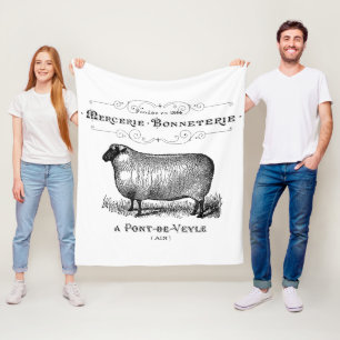 French Country Vintage Sheep Farmhouse Typography Fleece Blanket
