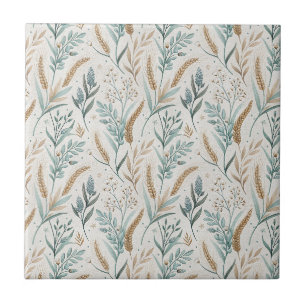 French Country Wheat & Wildflower Floral Pattern Tile