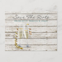 french country whitewashed wood champagne flutes