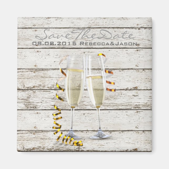 french country whitewashed wood champagne flutes magnet (Front)
