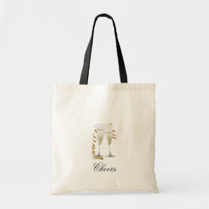 french country whitewashed wood champagne flutes tote bag