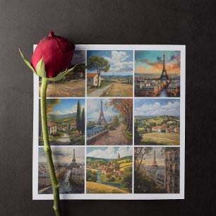 French Countryside and Paris, romantic scene Holiday Card