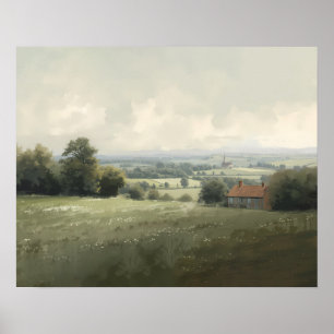 French Countryside Landscape Rustic Farmhouse Poster