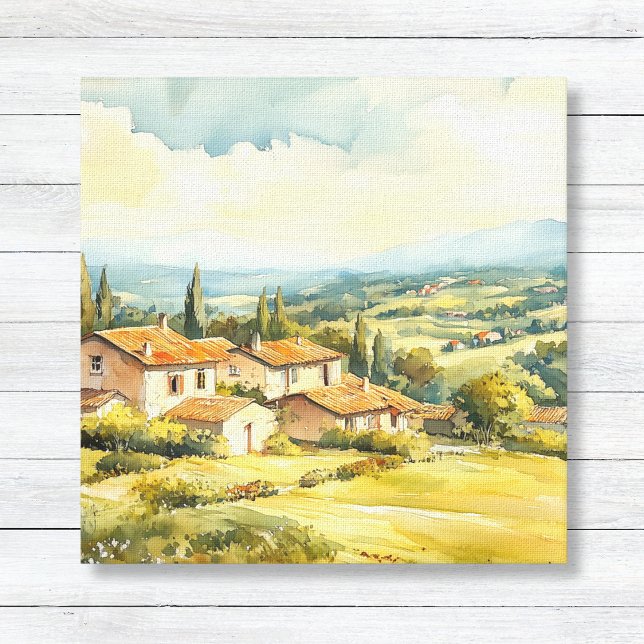 French Countryside Rolling Hills Art Canvas Print (French Countryside Canvas Art Print for Kitchen, Dining or Living Room Wall decor)