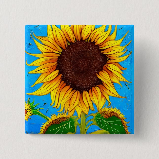 French Countryside Sunflower 15 Cm Square Badge (Front)