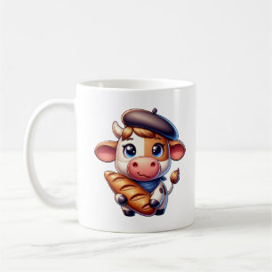 French Cow with Baguette  Coffee Mug