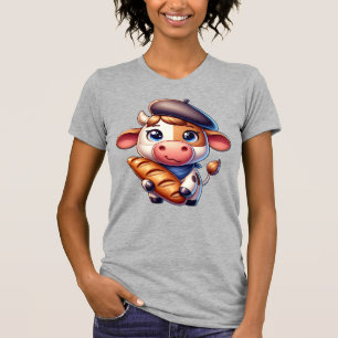 French Cow with Baguette T-Shirt