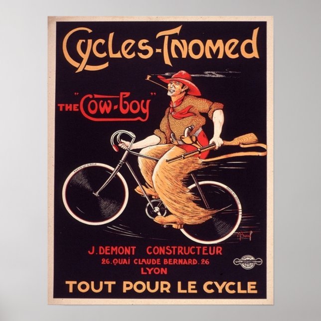 French Cowboy Bicycle Ad Poster (Front)