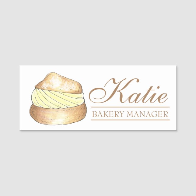 French Cream Puff Pastry Dessert Bakery Name Tag (Front)