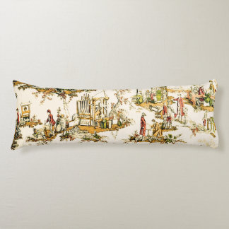 French Creme Toile Chinoiserie Style Rustic  Body Cushion