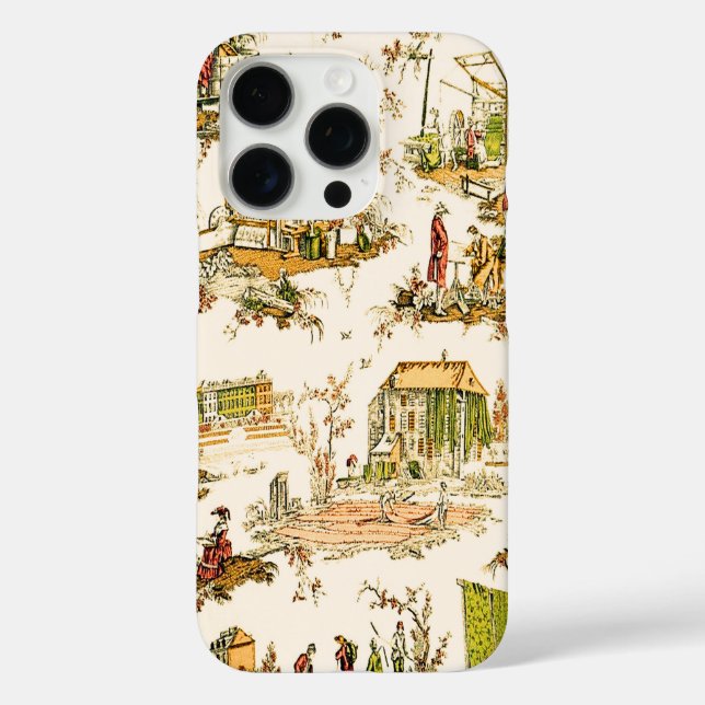 French Creme Toile Chinoiserie Style Rustic  Case-Mate iPhone Case (Back)