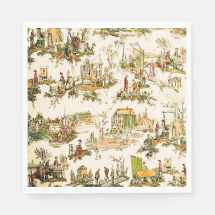 French Creme Toile Chinoiserie Style Rustic  Napkin