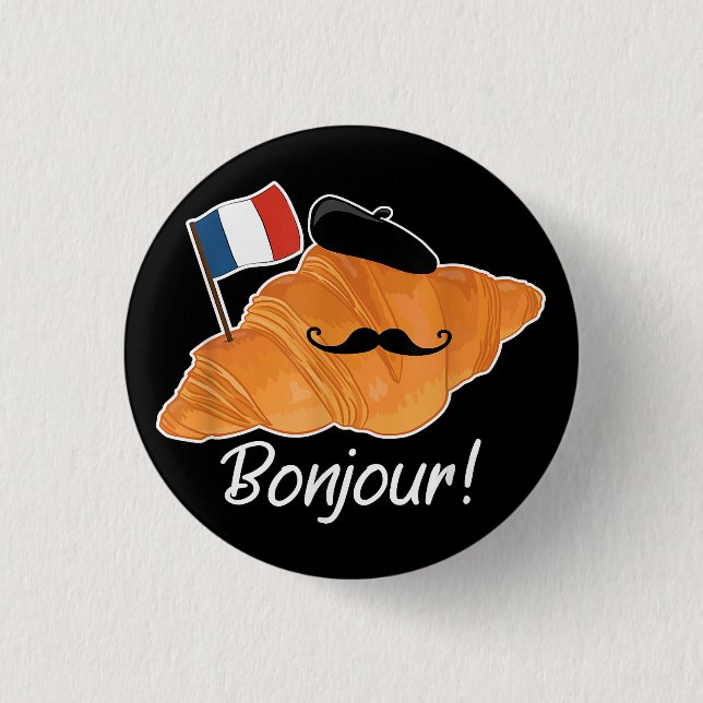 French Croissant Lover France Flag Francophile  3 Cm Round Badge (Front)