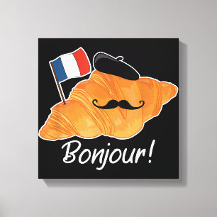 French Croissant Lover France Flag Francophile  Canvas Print