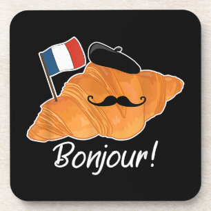 French Croissant Lover France Flag Francophile Coaster