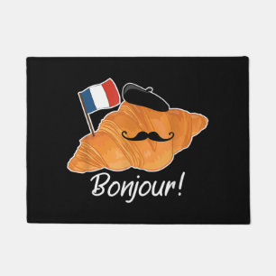 French Croissant Lover France Flag Francophile  Doormat