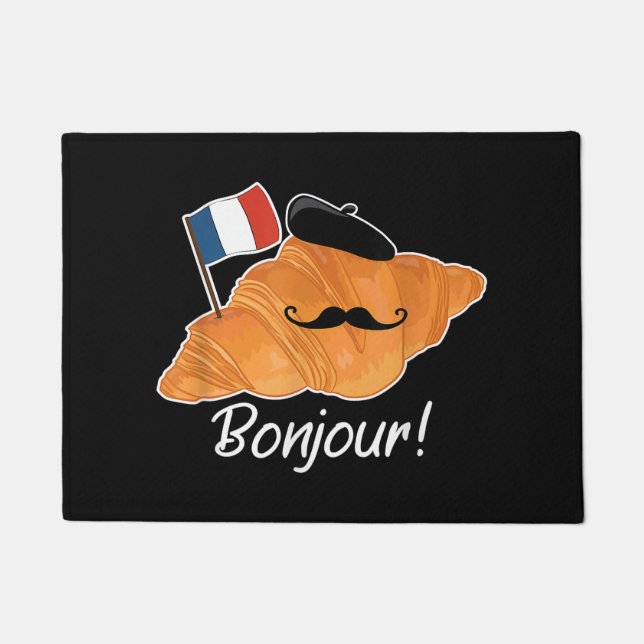 French Croissant Lover France Flag Francophile  Doormat (Front)