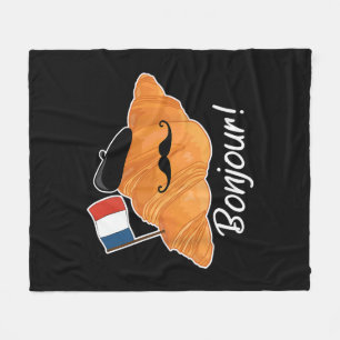 French Croissant Lover France Flag Francophile Fleece Blanket
