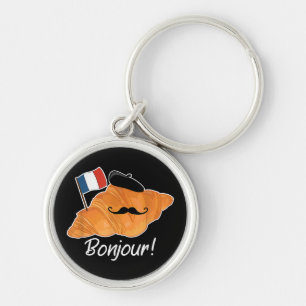 French Croissant Lover France Flag Francophile  Key Ring