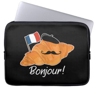 French Croissant Lover France Flag Francophile  Laptop Sleeve