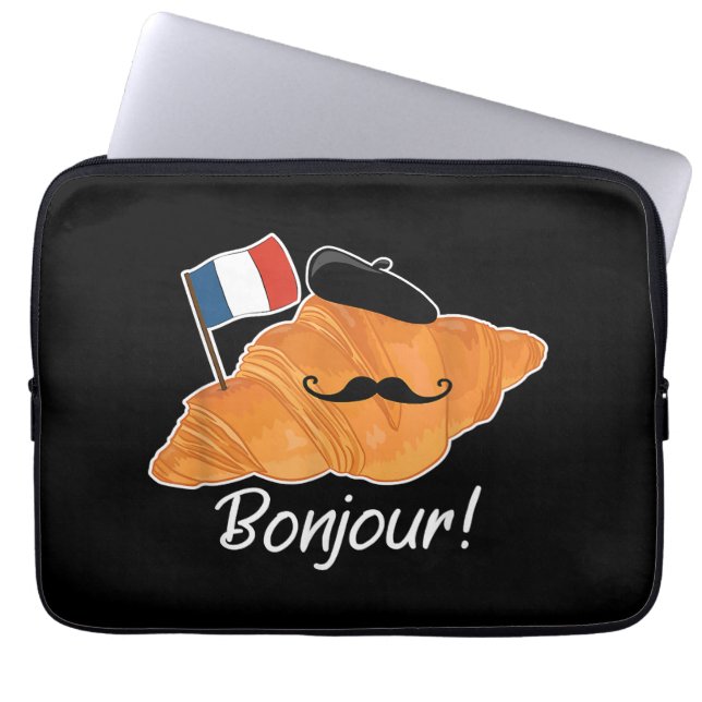 French Croissant Lover France Flag Francophile  Laptop Sleeve (Front)