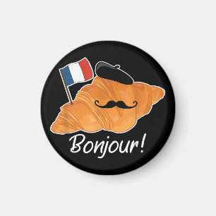 French Croissant Lover France Flag Francophile Magnet
