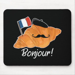 French Croissant Lover France Flag Francophile  Mouse Mat