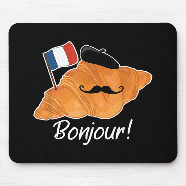 French Croissant Lover France Flag Francophile  Mouse Mat (Front)