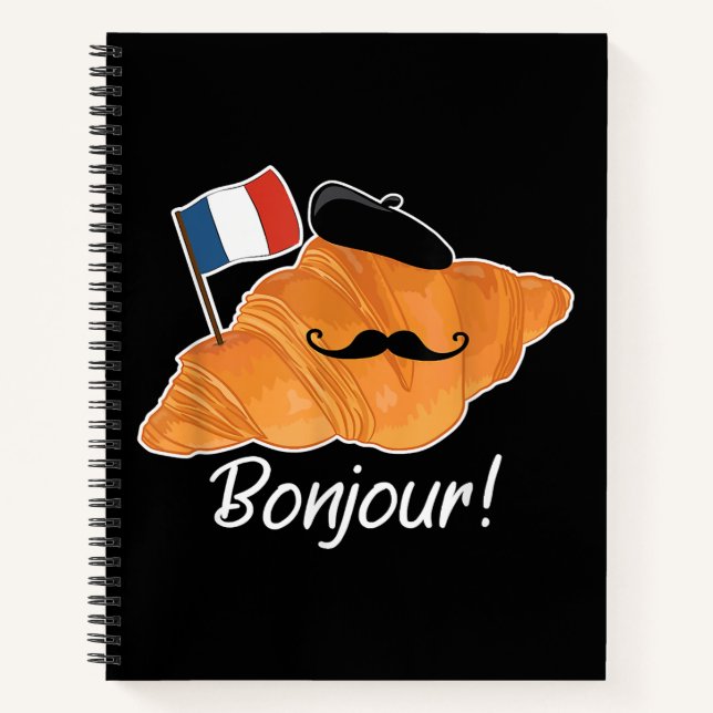 French Croissant Lover France Flag Francophile  Notebook (Front)