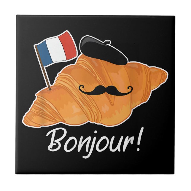 French Croissant Lover France Flag Francophile  Tile (Front)