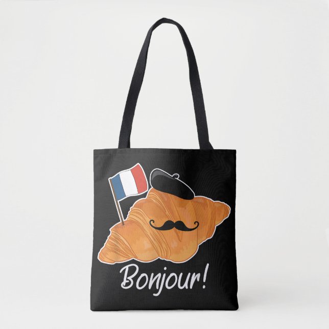 French Croissant Lover France Flag Francophile  Tote Bag (Front)