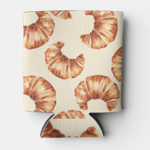 French Croissant: Watercolor Pattern Can Cooler