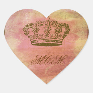 French Crown in Pink & Ivory Heart Sticker