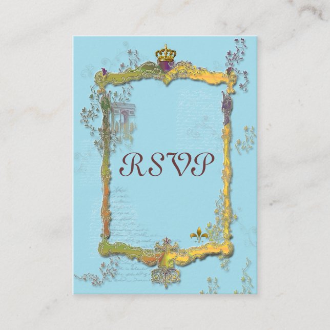 French Crown L'Arc de Triomphe RSVP Card (Front)
