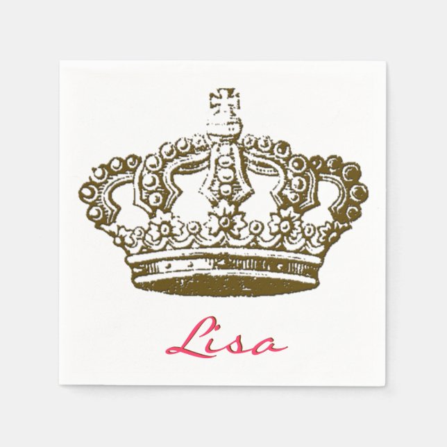 French Crown Personalised Paper Napkins (Front)